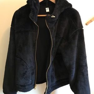 NWOT Black Sherpa Hoodie, Old Navy, Size Large